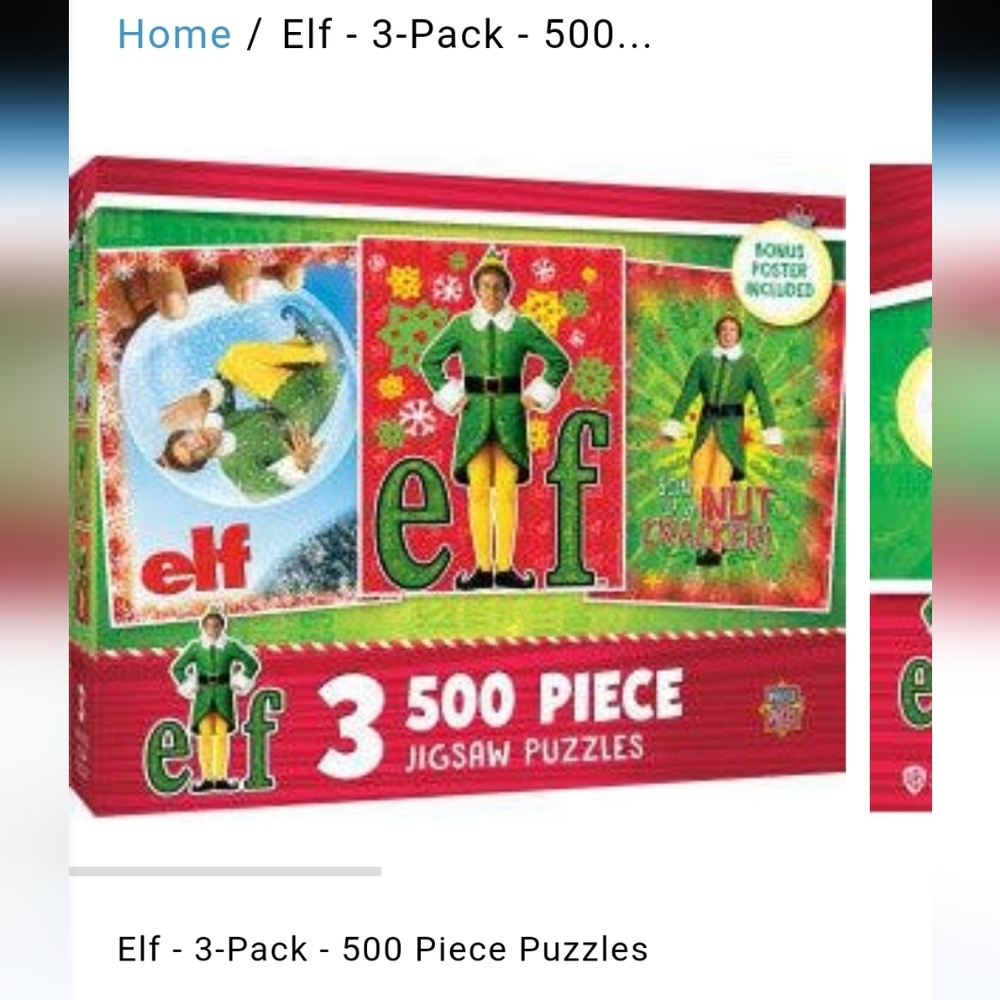 New in Box Elf 3 Pack Puzzles
